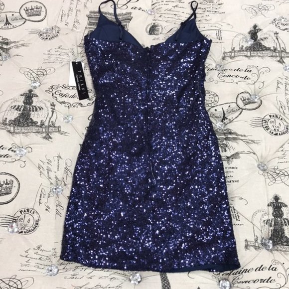 Trixxi Juniors' Surplice Sequined Dress - Picture 3 of 8